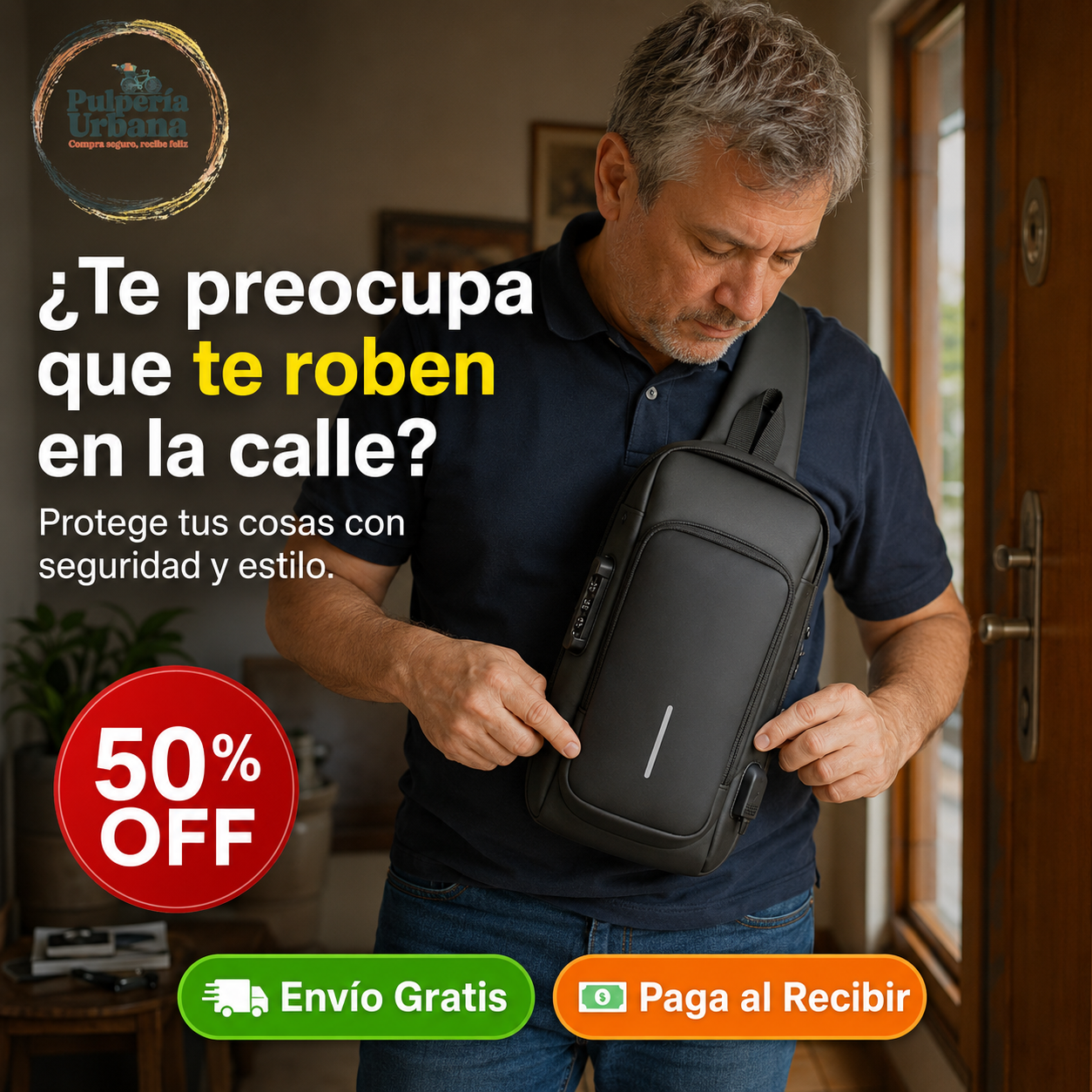 BlindaGear — Bolsa pechera antirrobo con carga USB