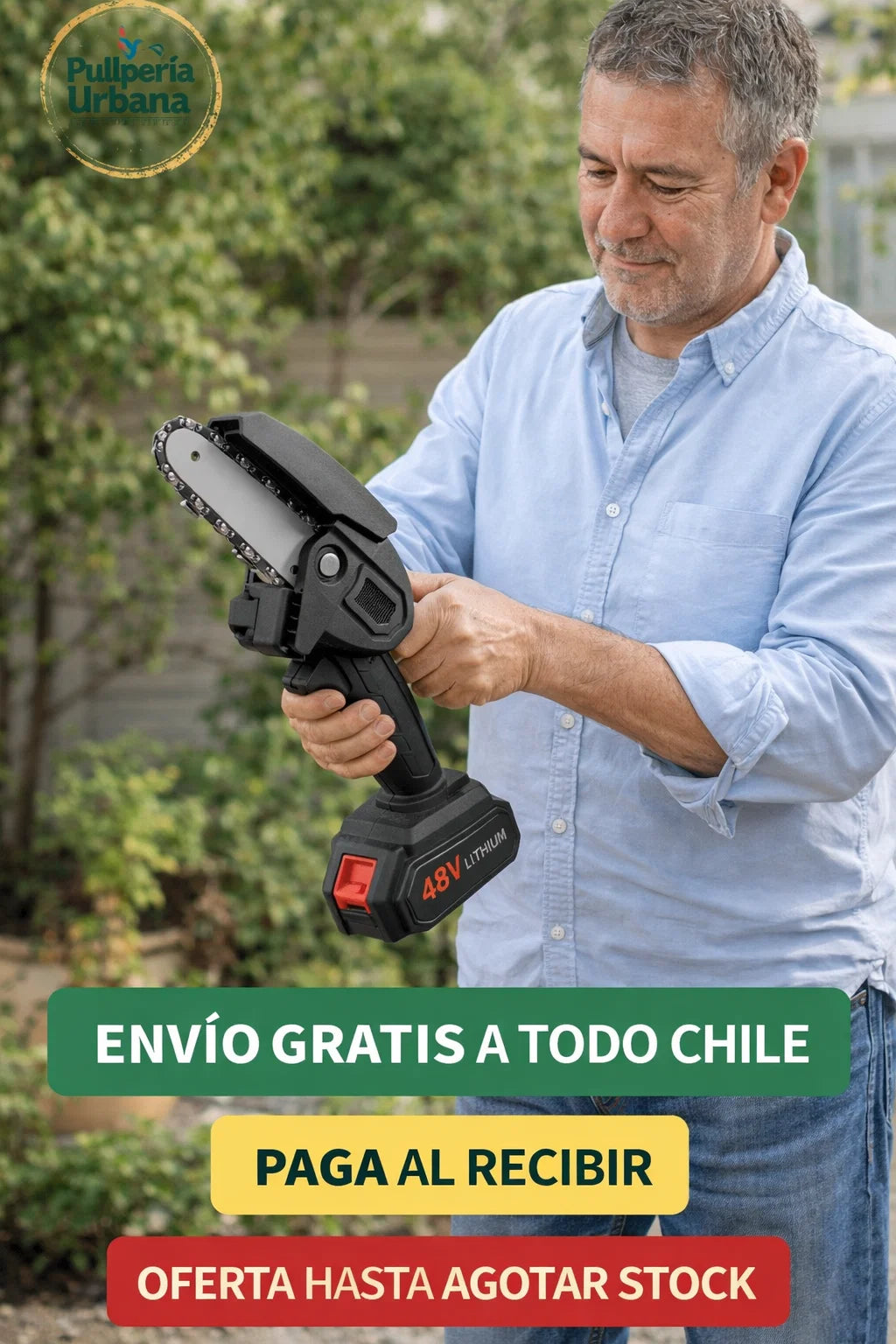 Mini motosierra Eléctrica Portátil + 2 baterías de litio