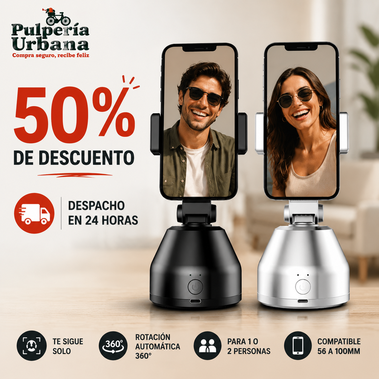 FollowMax - Soporte Con Rotacion Inteligente 360