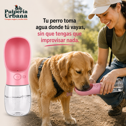 AguaPets - BEBEDERO PORTATIL PARA MASCOTA CON BOTON