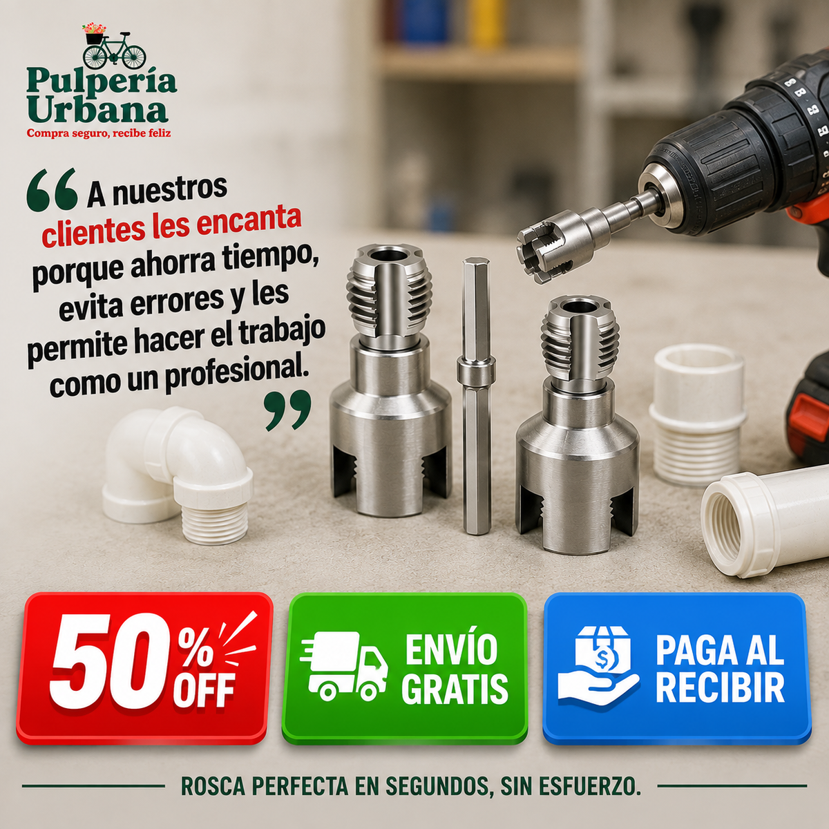 Roscador Tubo Pvc Ppr 12 Y 34 Taladro