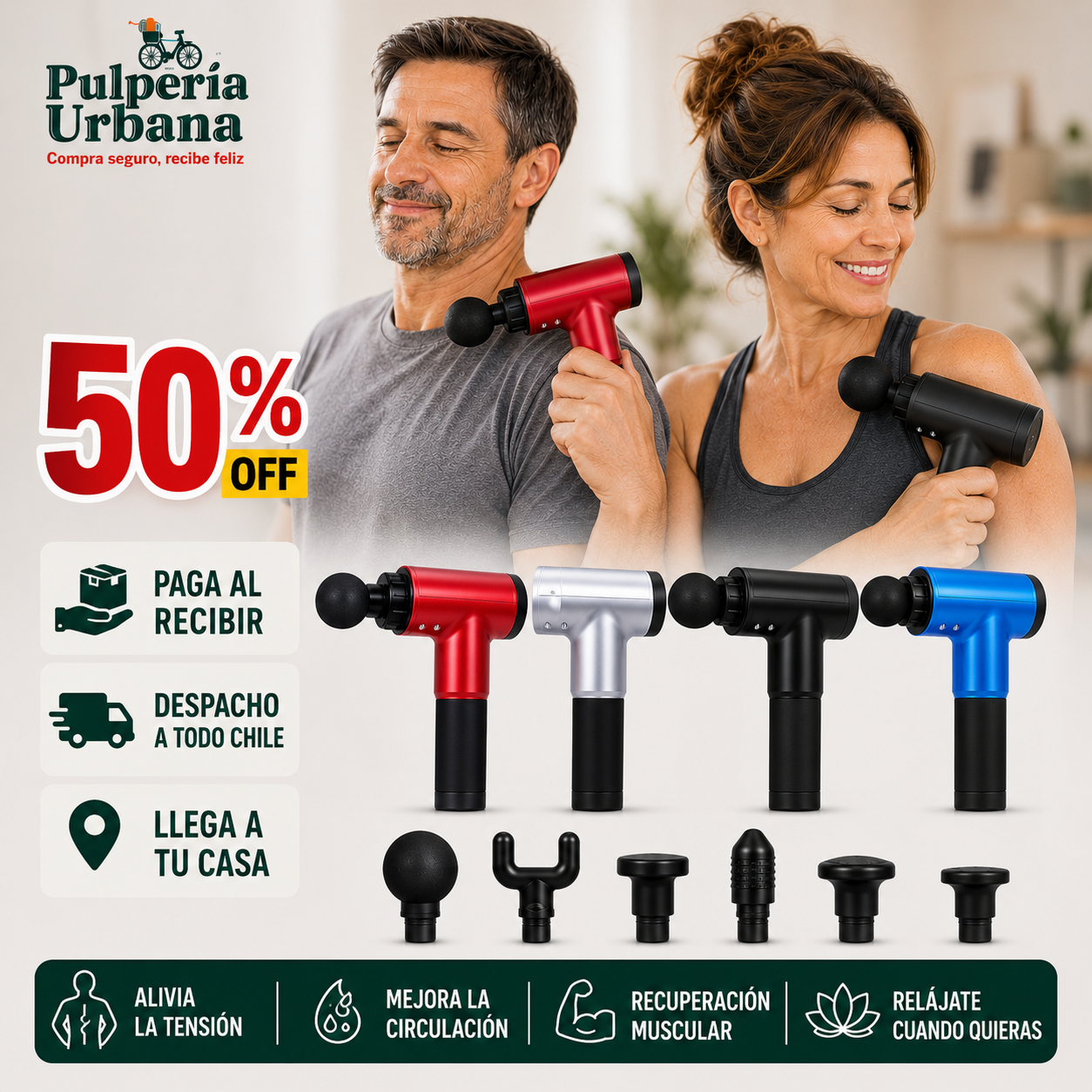 Pistola Masajeadora Recargable