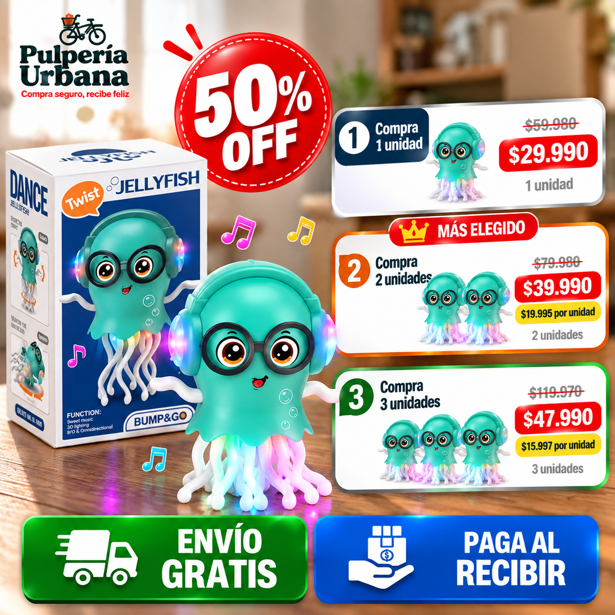 Pulpo bailarín LED
