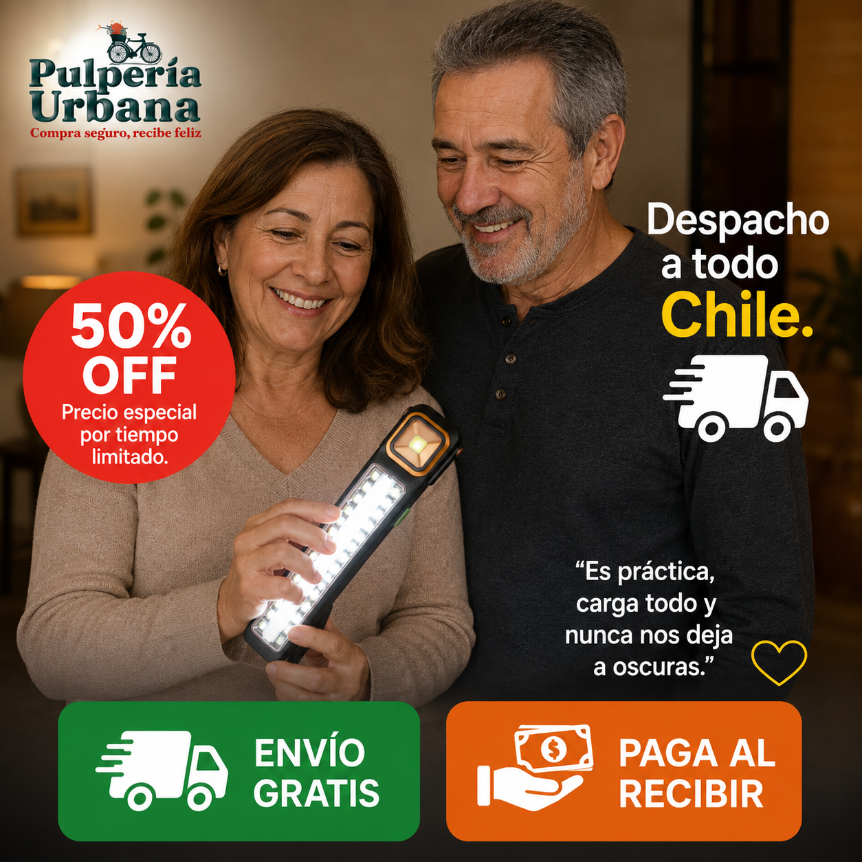 PortaLuz Plus - Lámpara 39 Led Emergencia Solar y Recargable