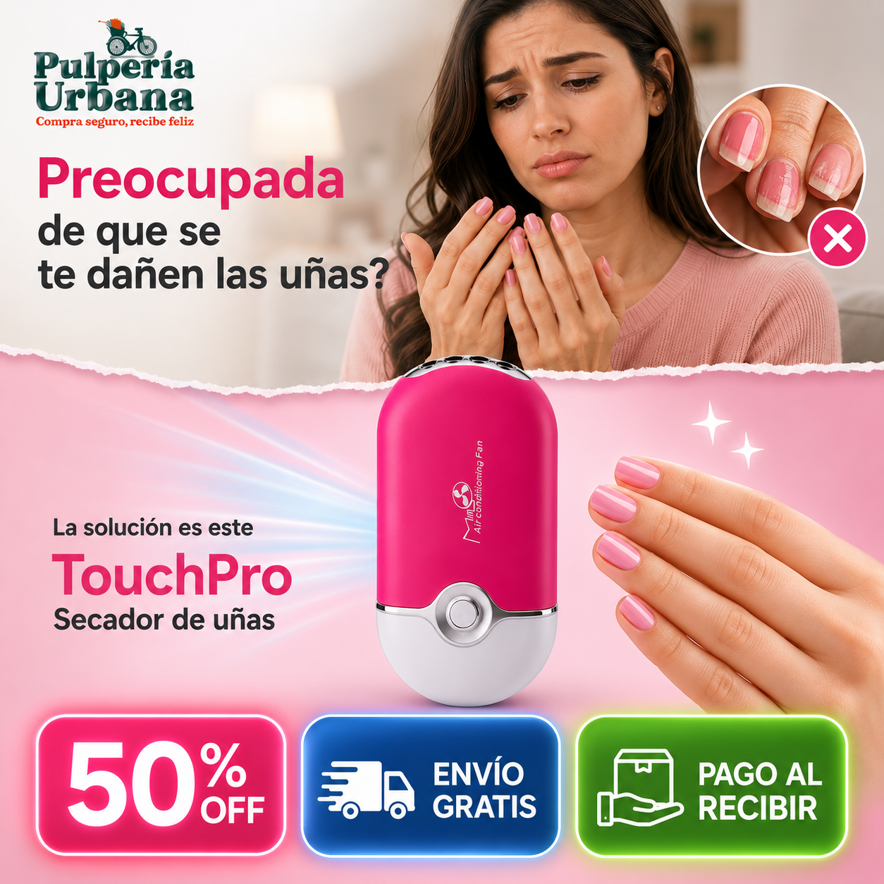 TouchPro - MINI VENTILADOR PESTAÑAS UÑAS BELLEZA