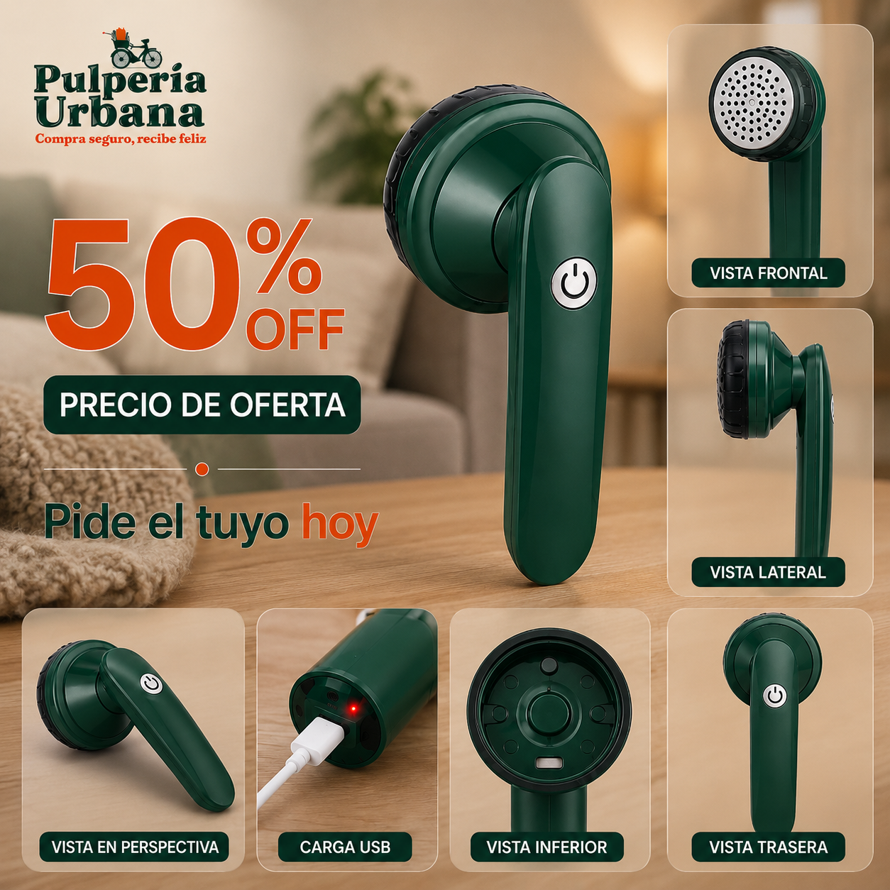 Pelusa Zero - Quitapelusas Recargable Usb Portátil