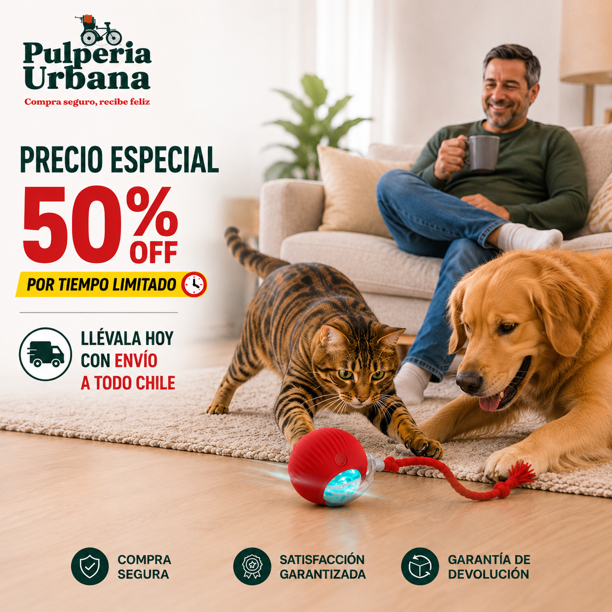 RunRoll - Pelota inteligente Mascota con cuerda