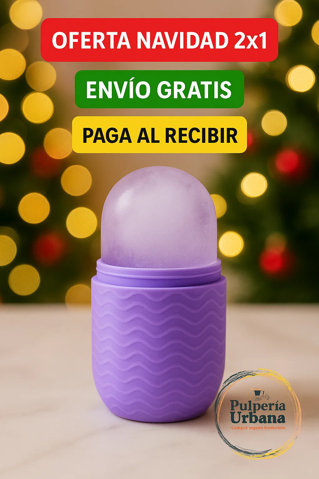 MASAJEADOR FACIAL SILICONA RODILLO HIELO 2X1