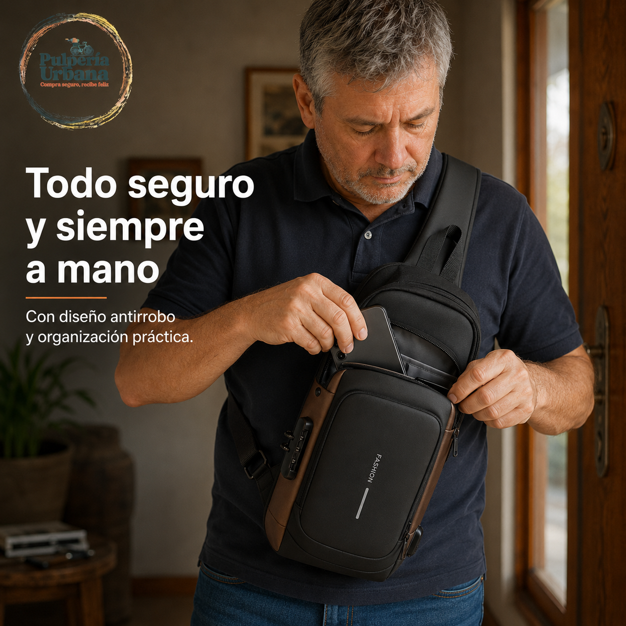 BlindaGear — Bolsa pechera antirrobo con carga USB