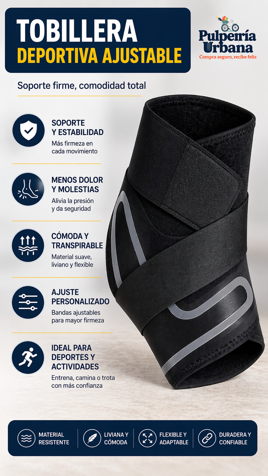Tobillera compresión deportiva ajustable