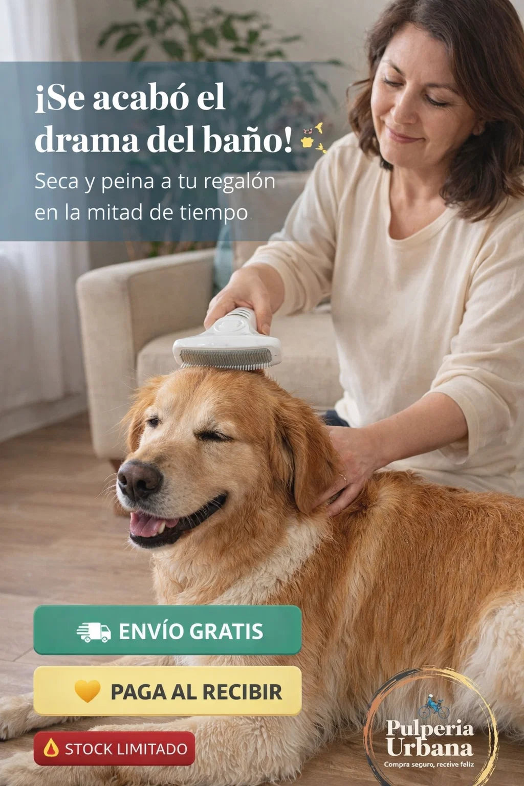 Cepillo Y Secador De Mascotas 2 En 1