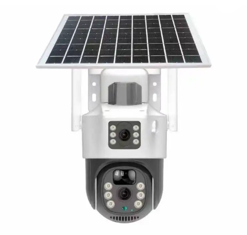 Camara Solar 2K Doble Lente + Sirena 360°