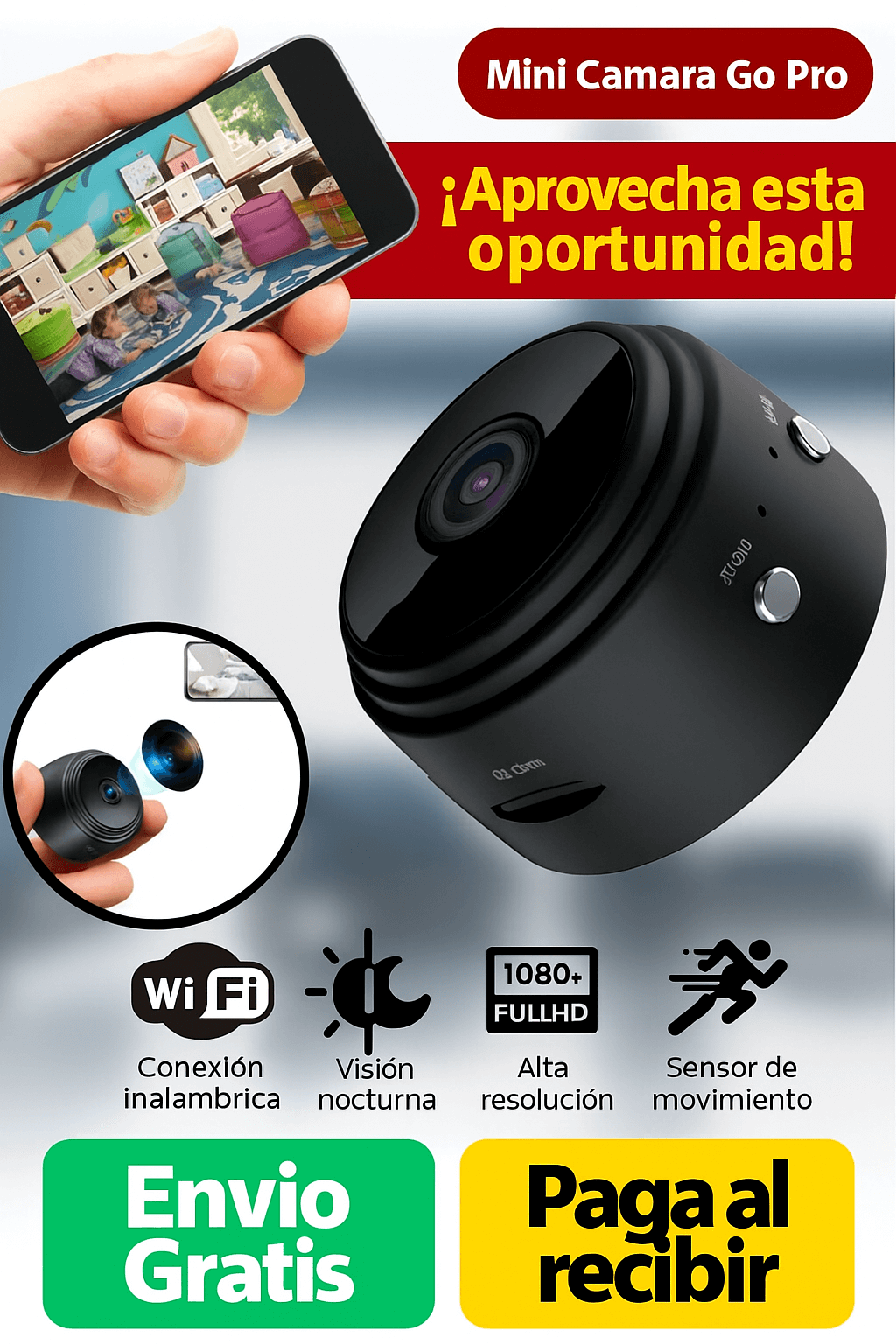 Mini Cámara Espía WiFi 1080p – ¡PROMO 2x1! Protege lo que más importa