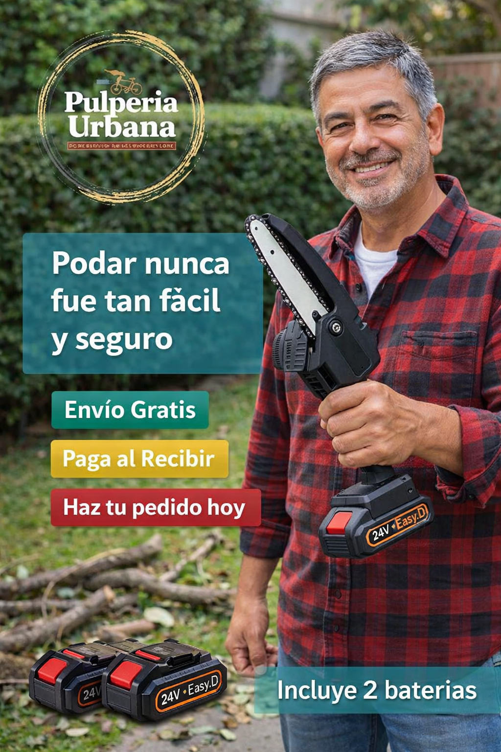 MiniSierra ProSafe — Corta Fácil y Seguro con Una Mano + 2 Baterías Incluidas