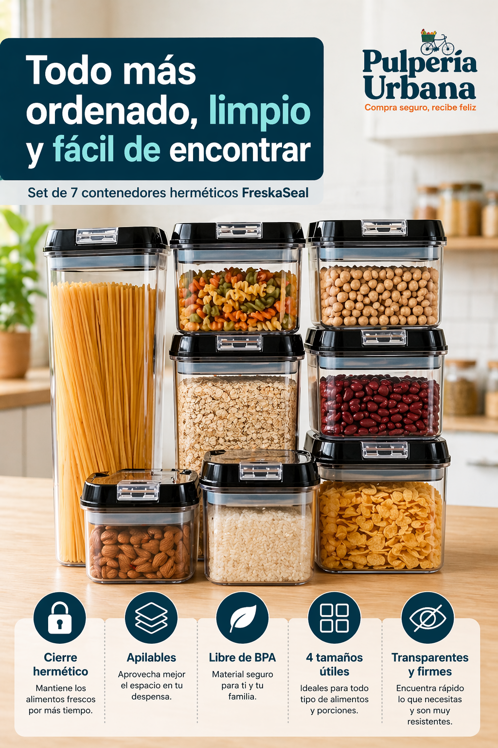 FreskaSeal 7 PCS - Set De Contenedores Herméticos 7 PCS