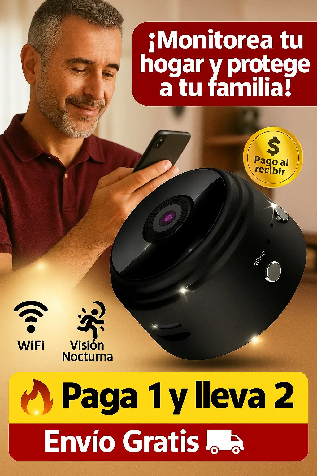 Mini Cámara Espía WiFi 1080p – ¡PROMO 2x1! Protege lo que más importa