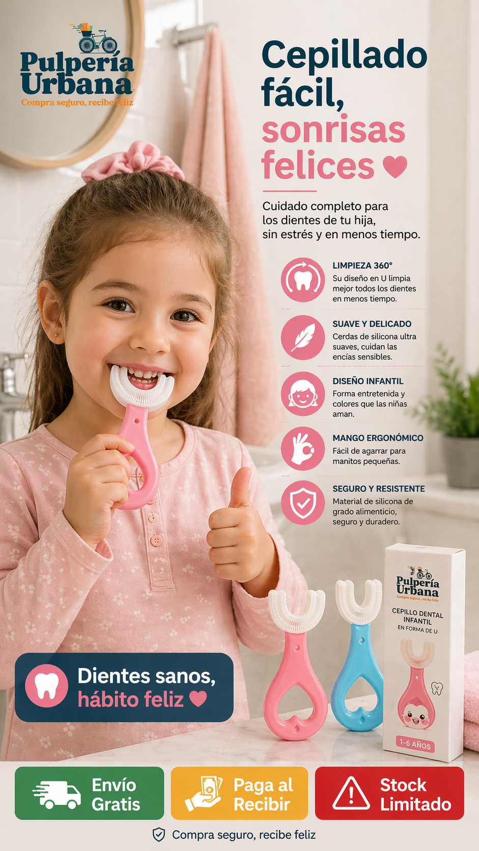 Cepillo de dientes en forma de U  Niñ@s