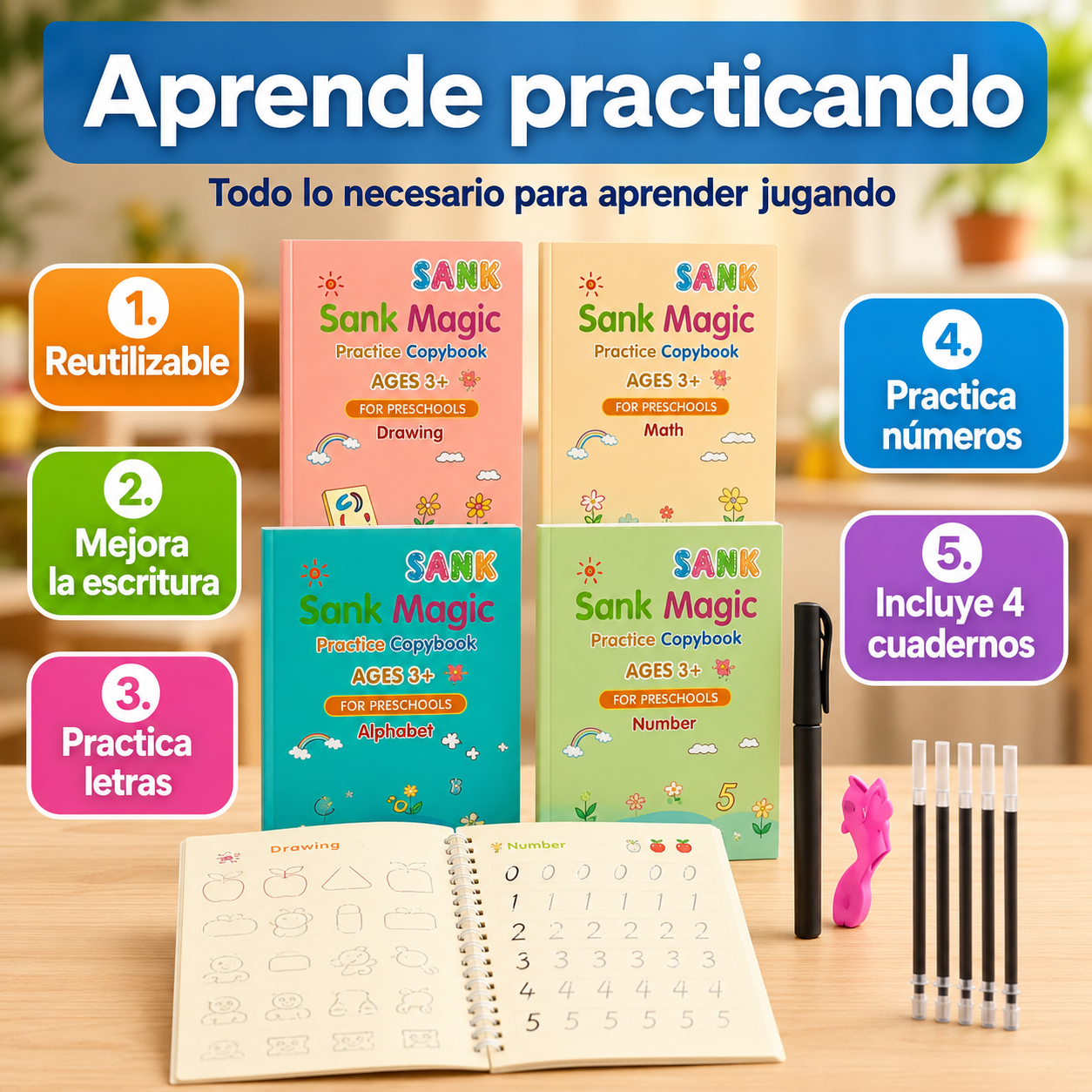 MagicLetra Pro - Set 4 cuadernos Montessori