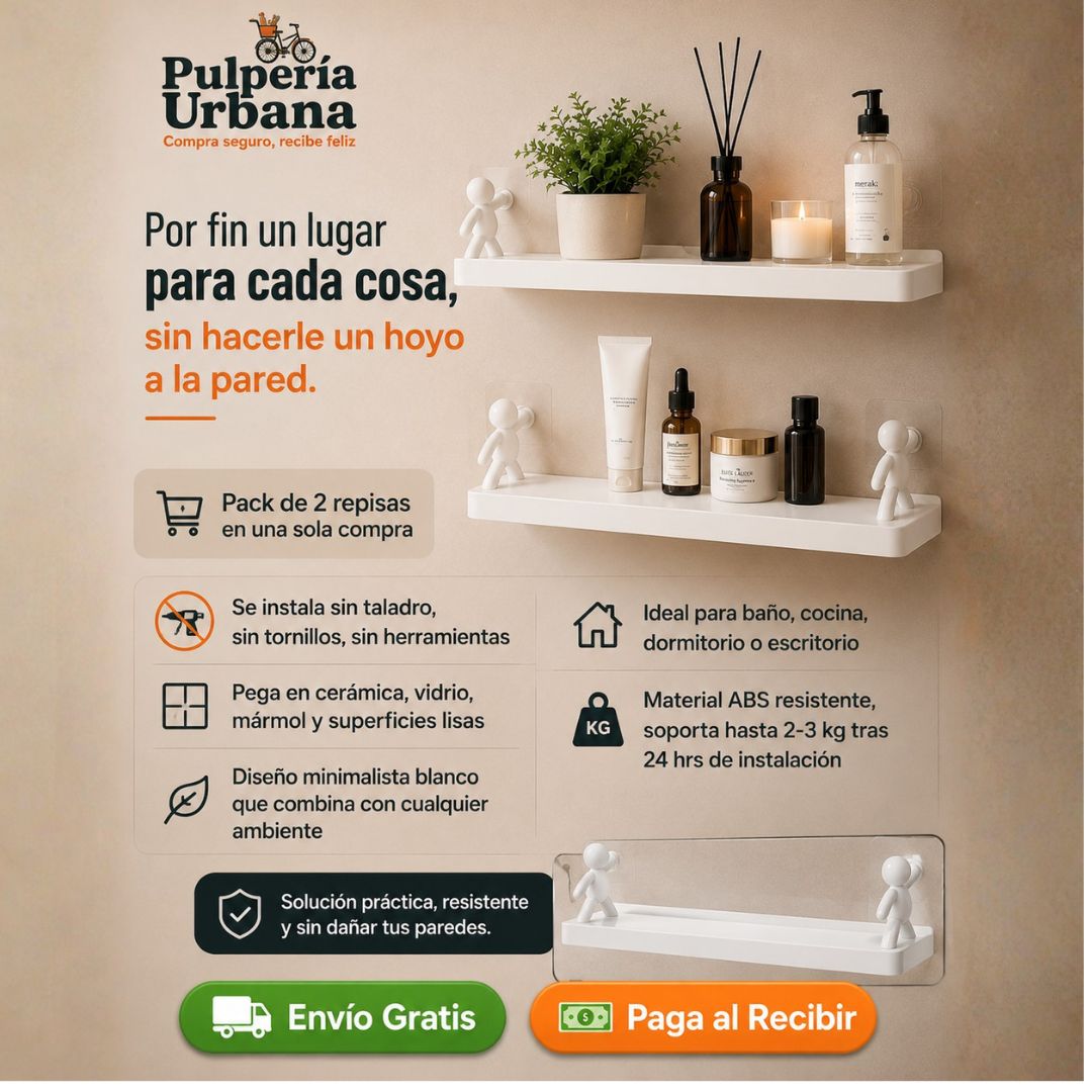 EspacioFix — Pack 2 Repisas Adhesivas sin Taladro