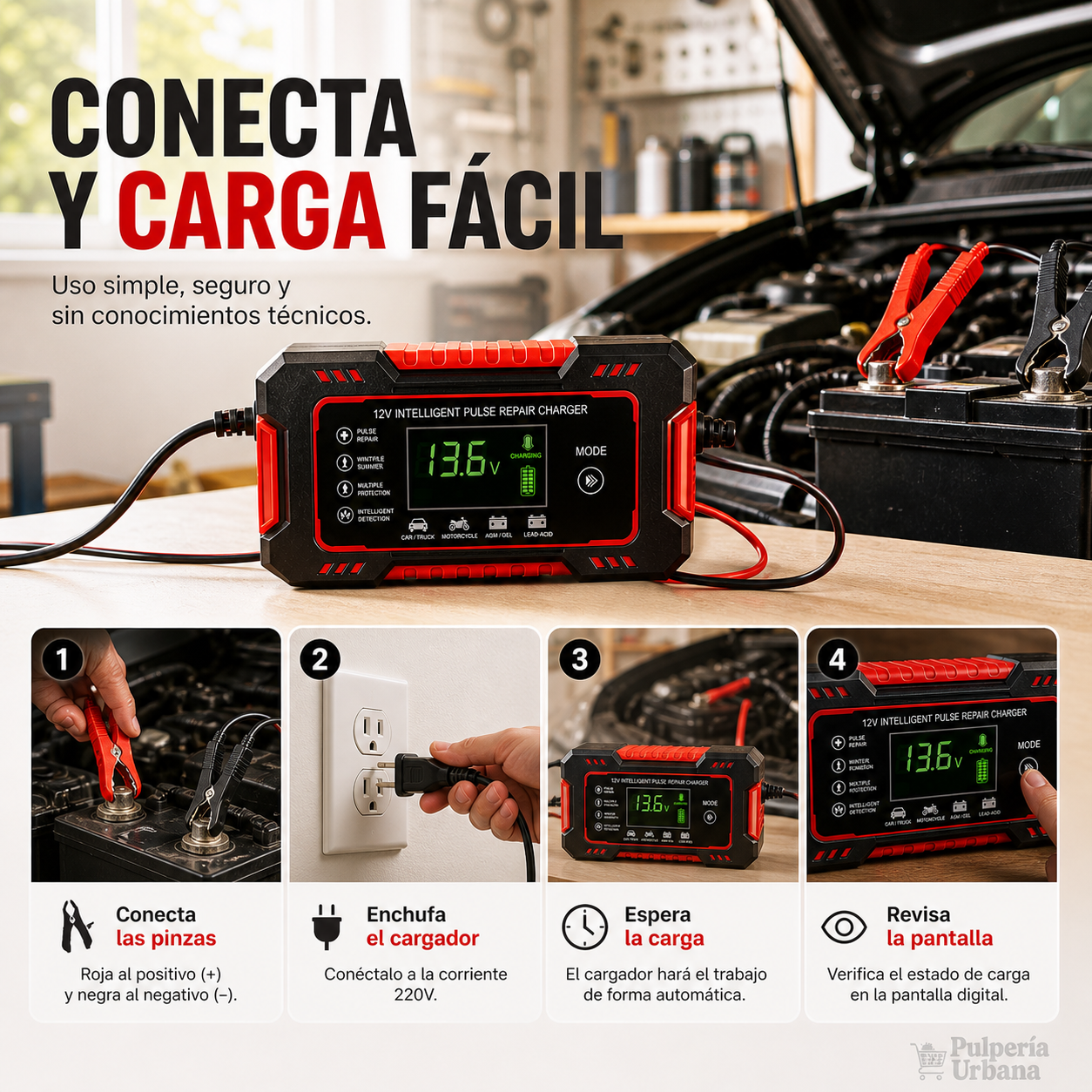 Cargador Reparador Inteligente  de Baterías