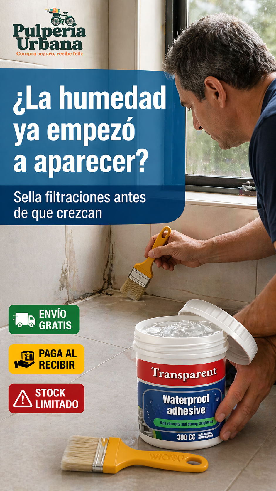 Gota-Zero PRO Sellador Adhesivo transparente 300 cc Azul