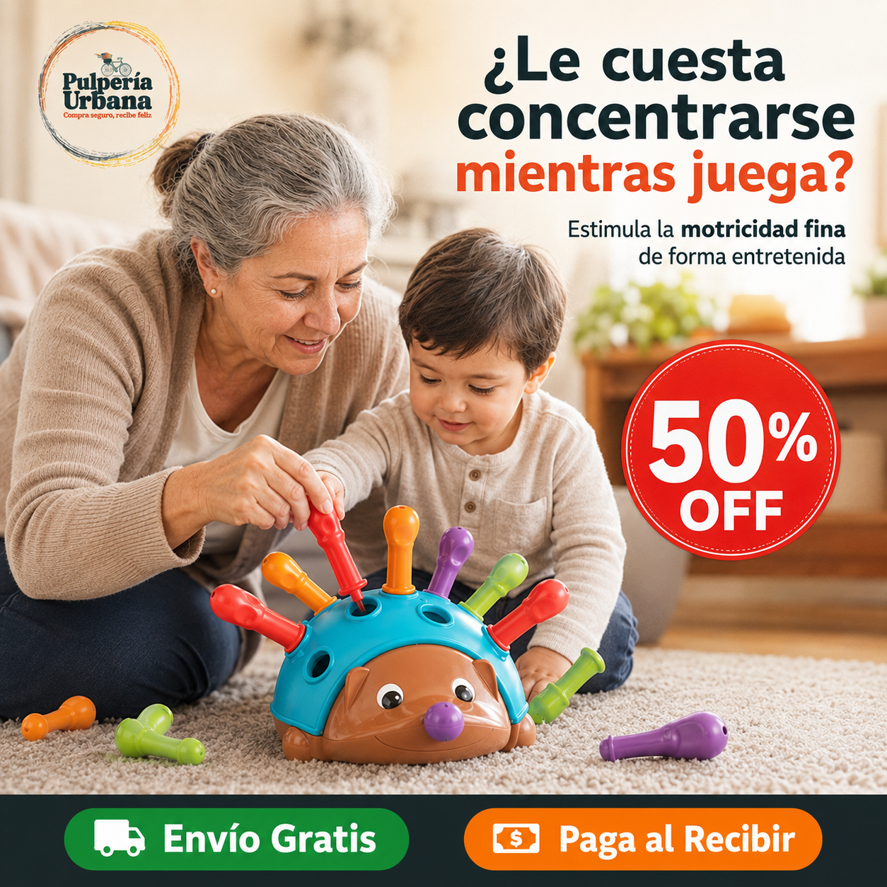 Erizo Montessori — Juguete Motricidad Fina