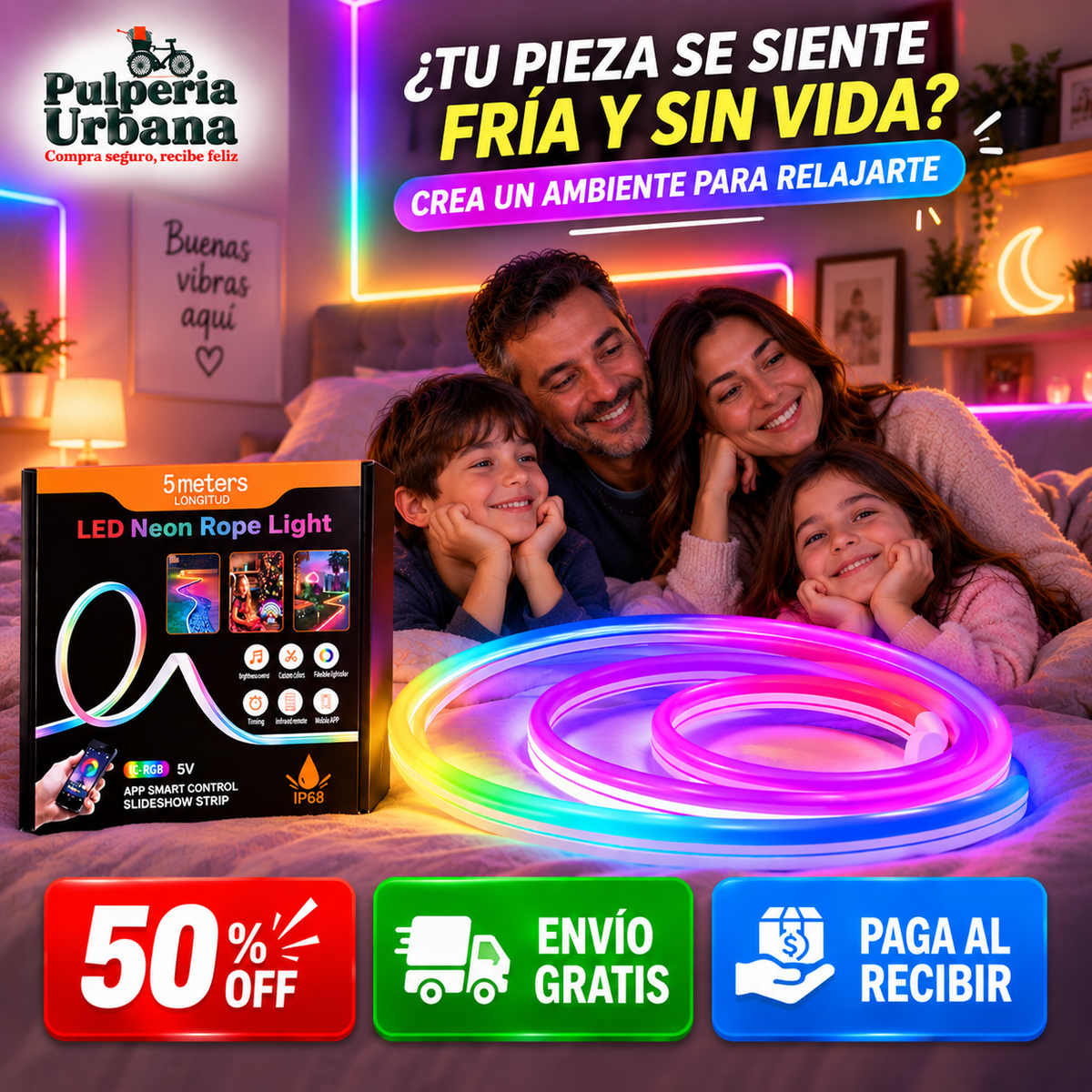 Cinta Led De Neon Rgb Musical Ip68