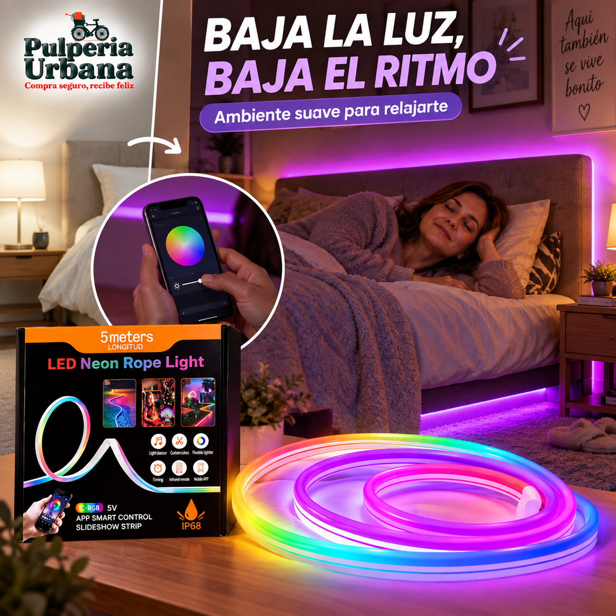 Cinta Led De Neon Rgb Musical Ip68