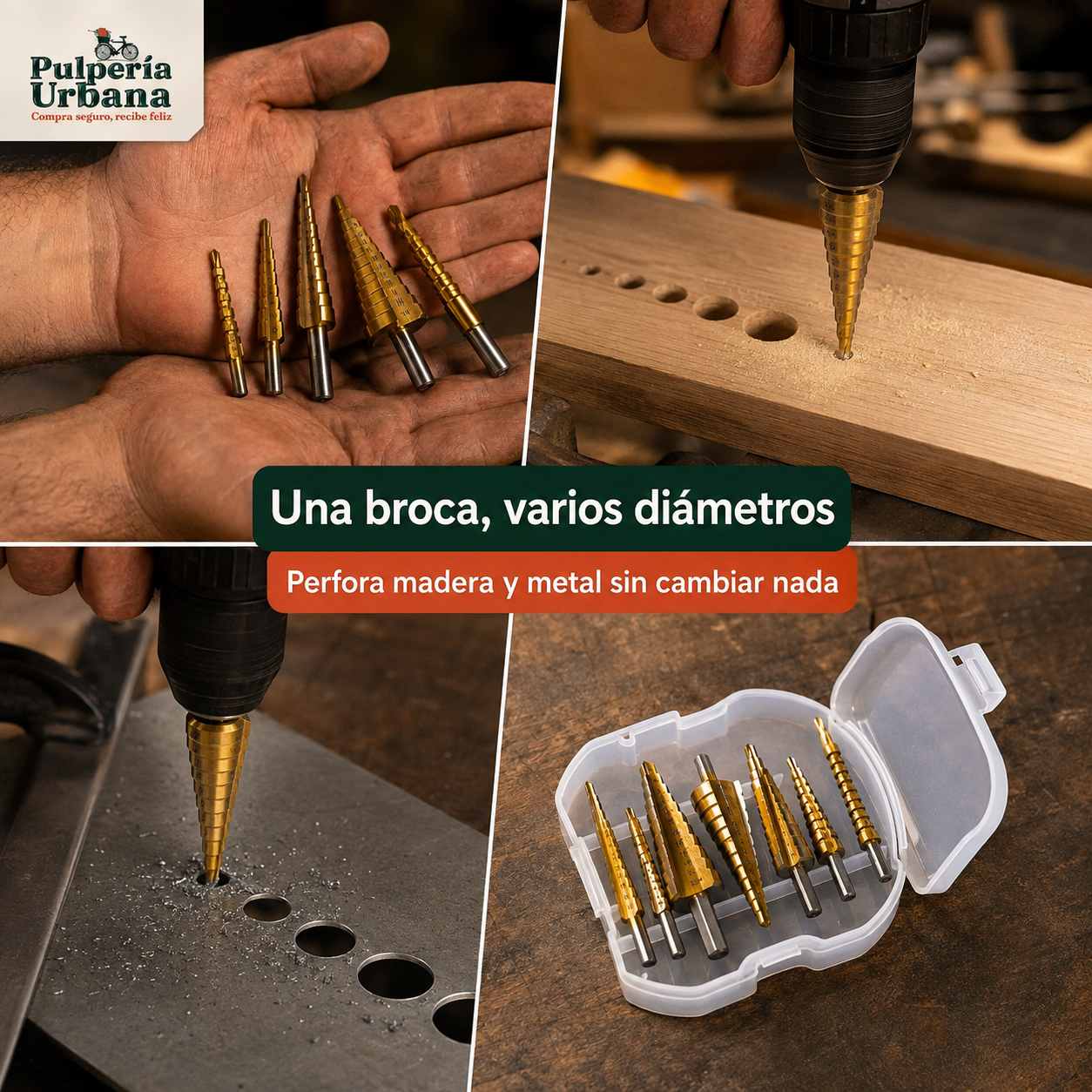 BrocaTotal - Brocas Escalonada Sierra Estuche 6 Pieza