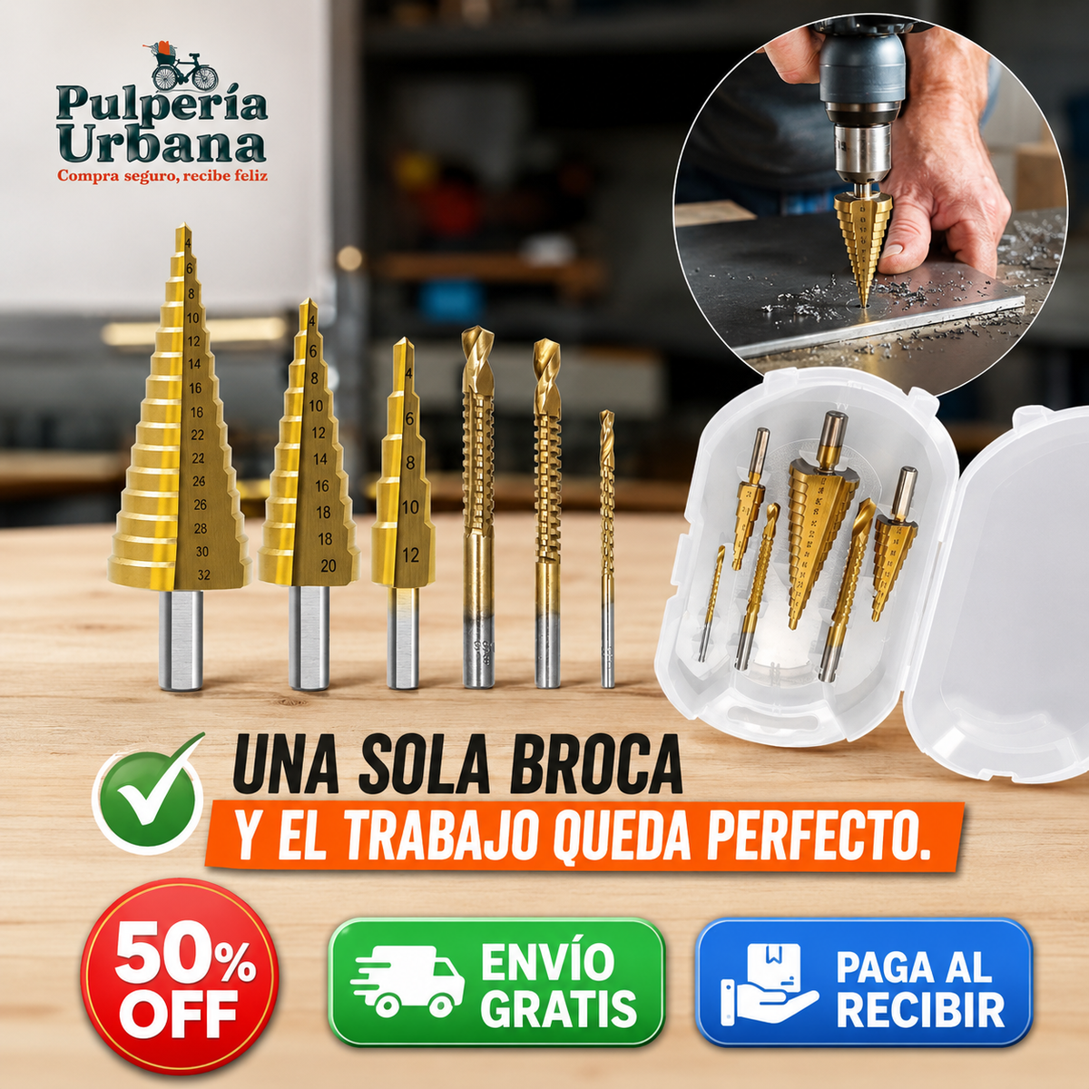 BrocaTotal - Brocas Escalonada Sierra Estuche 6 Pieza