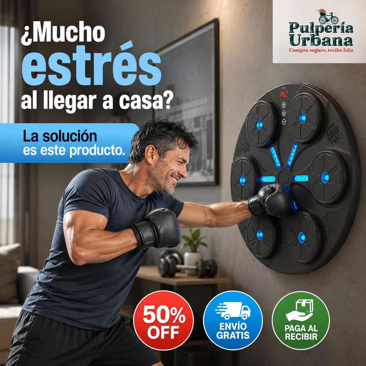 BoxFit Pro - Maquina Boxeo con Bluetooth y guantes