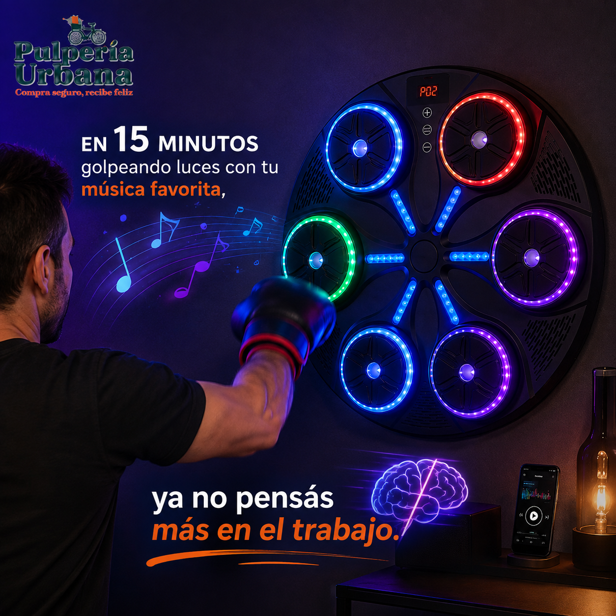 BoxFit Pro - Maquina Boxeo con Bluetooth y guantes