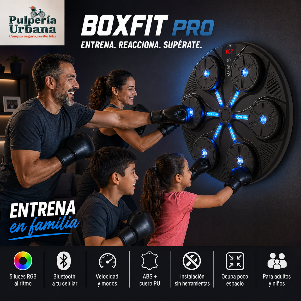 BoxFit Pro - Maquina Boxeo con Bluetooth y guantes