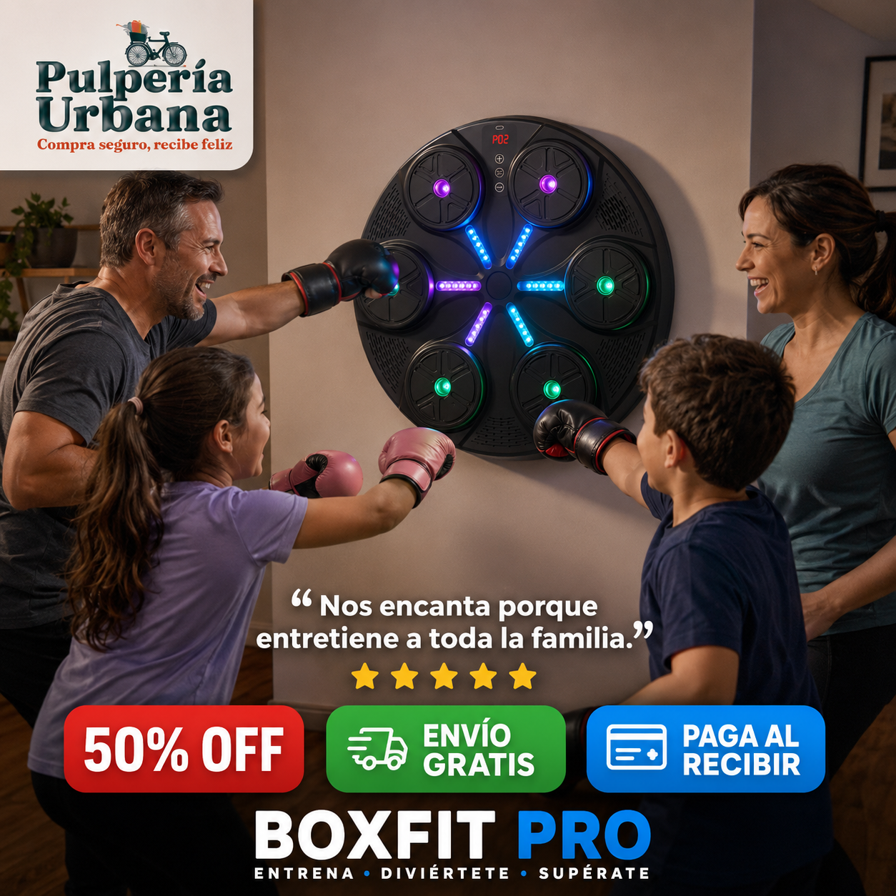 BoxFit Pro - Maquina Boxeo con Bluetooth y guantes