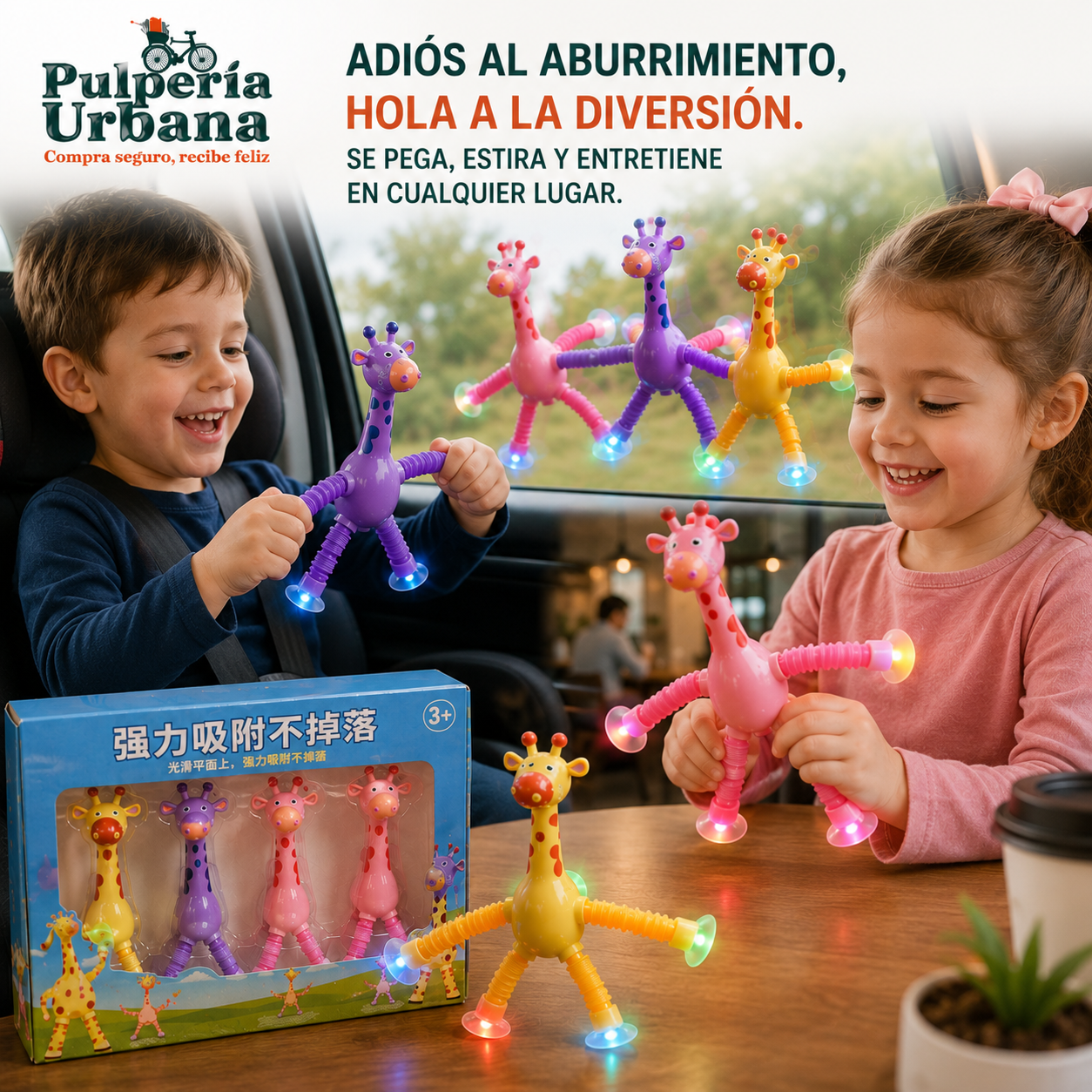 PopSensor - Set 4 Piezas Sensorial pop tube jirafa