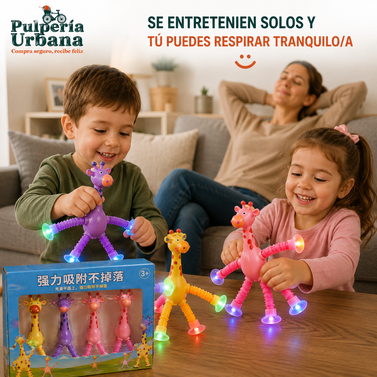 PopSensor - Set 4 Piezas Sensorial pop tube jirafa