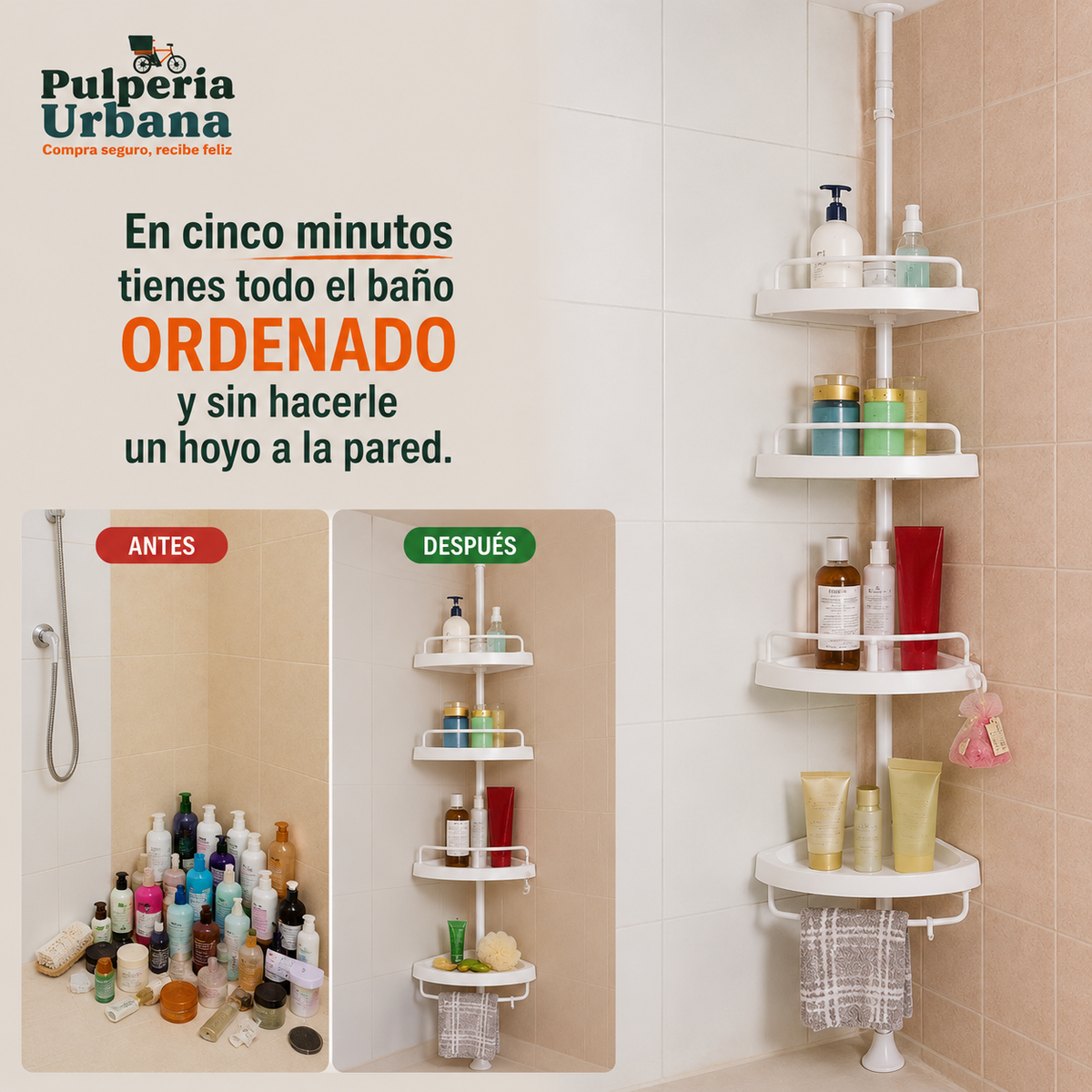 AjustaFlex - ESQUINERO DE DUCHA AJUSTABLE MULTI USO