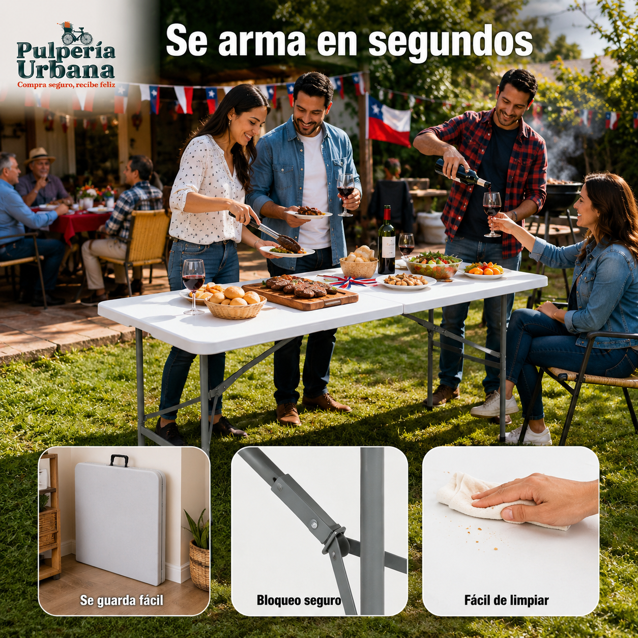 MESA PLEGABLE 180 CM