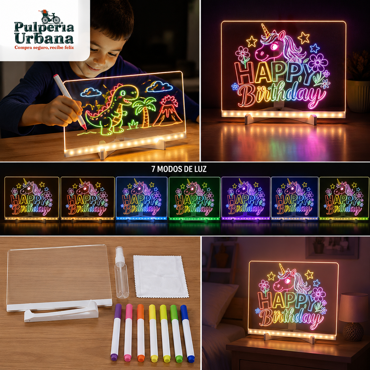 NeonArt Pro - Pizarra Magica 20cm X 30cm Luz Led usb