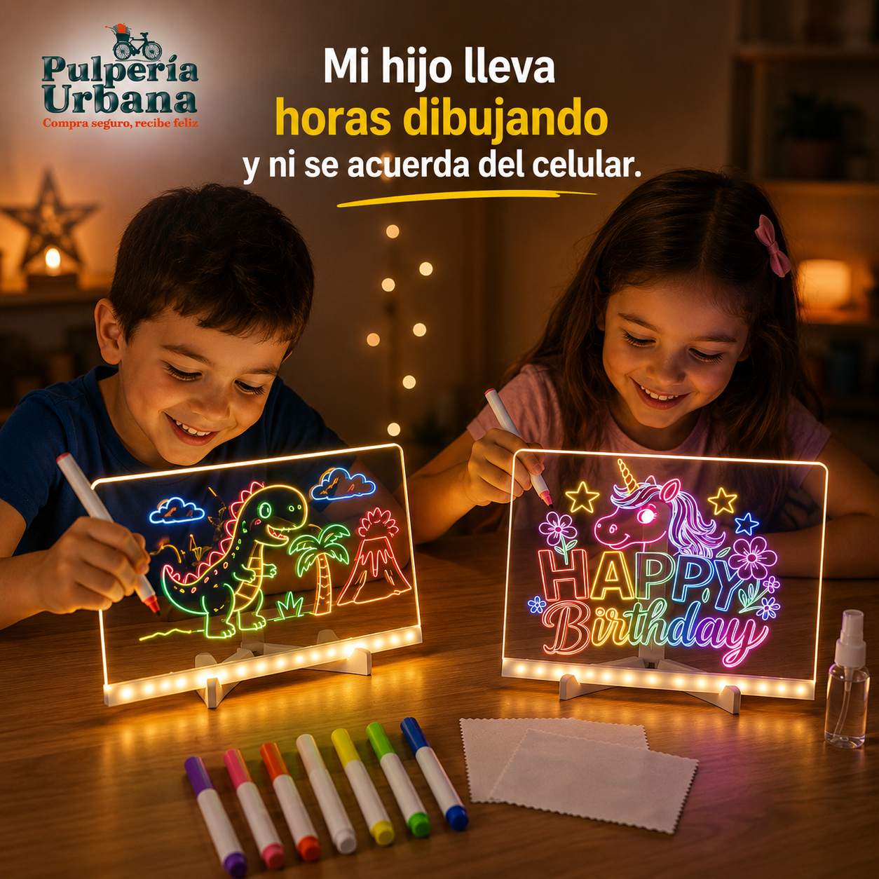 NeonArt Pro - Pizarra Magica 20cm X 30cm Luz Led usb