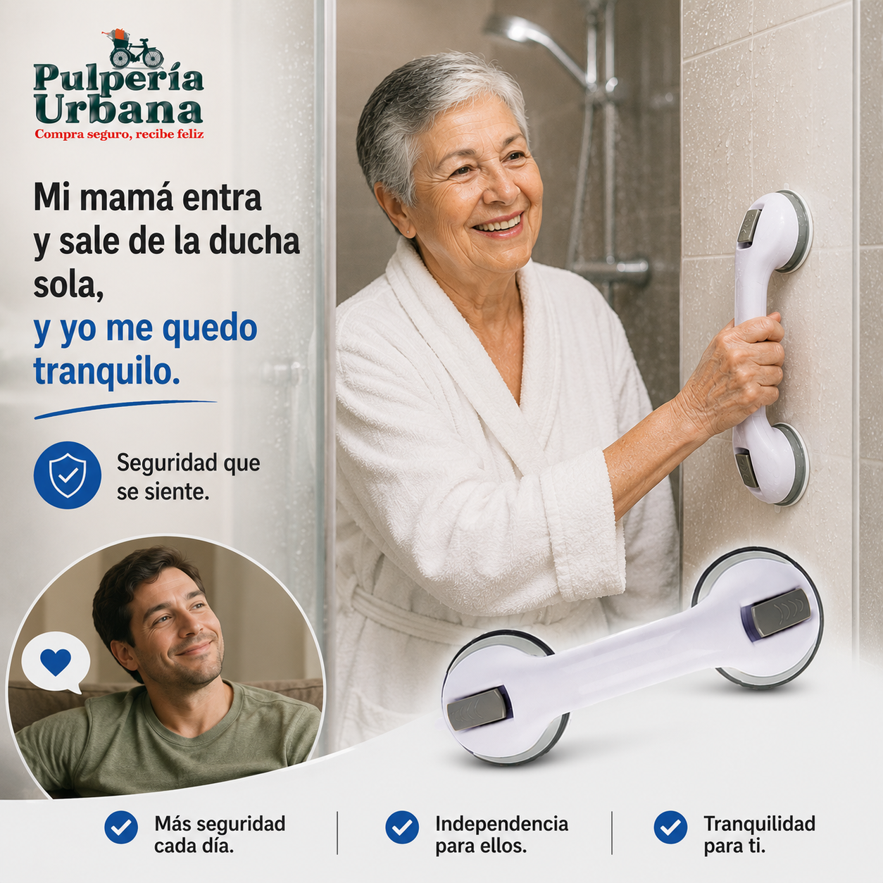 AgarroPro - Manilla Adherente Soporte Seguridad Baño