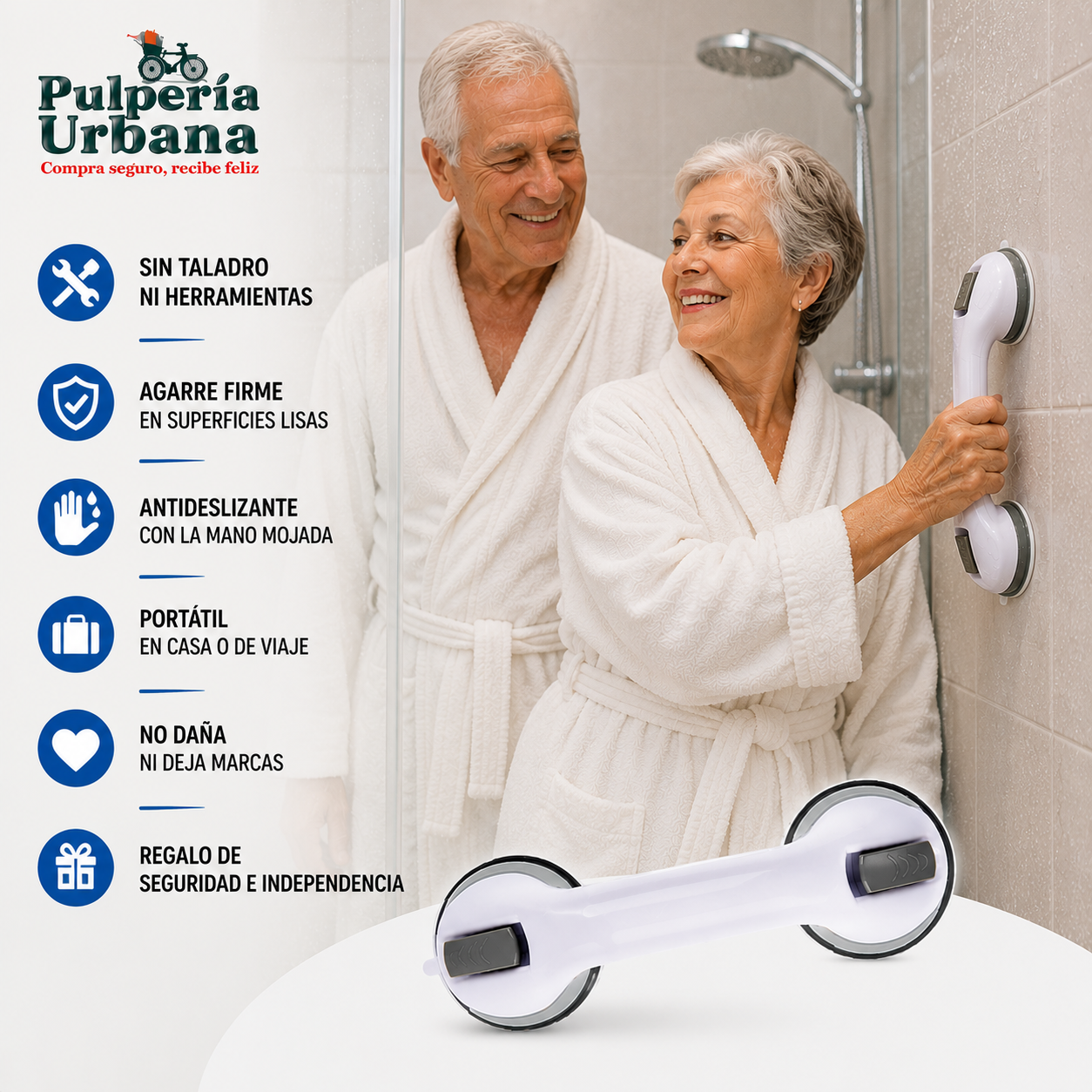 AgarroPro - Manilla Adherente Soporte Seguridad Baño