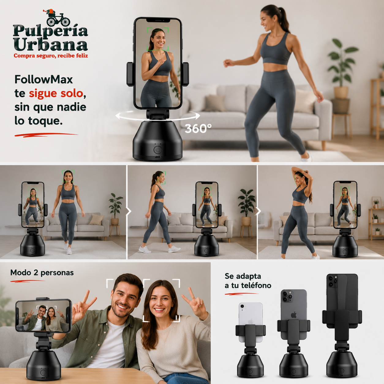 FollowMax - Soporte Con Rotacion Inteligente 360