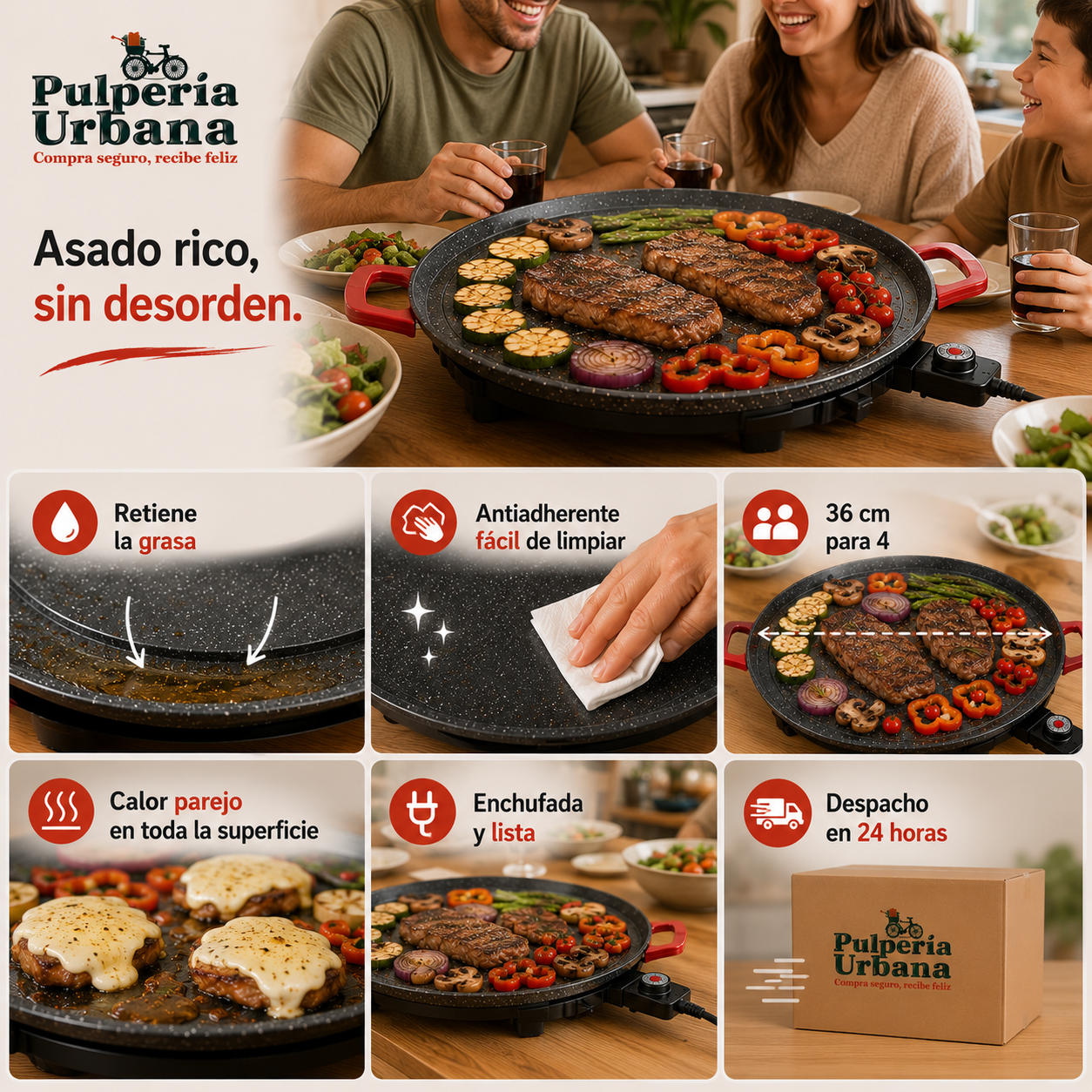 CoreaGrill - Horno eléctrico de 36 cm