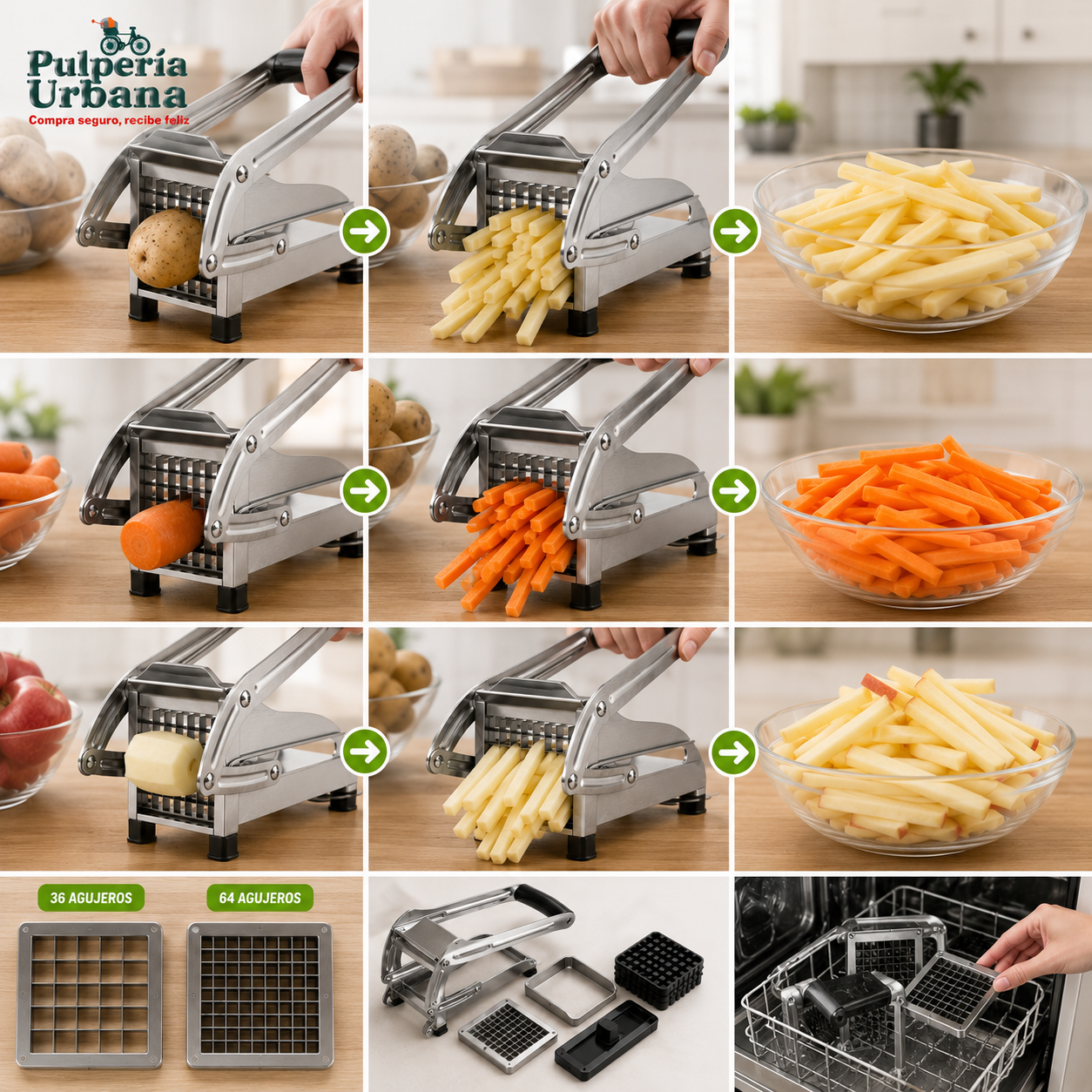 PapaMax - Cortador Papas Fritas De Acero Manual