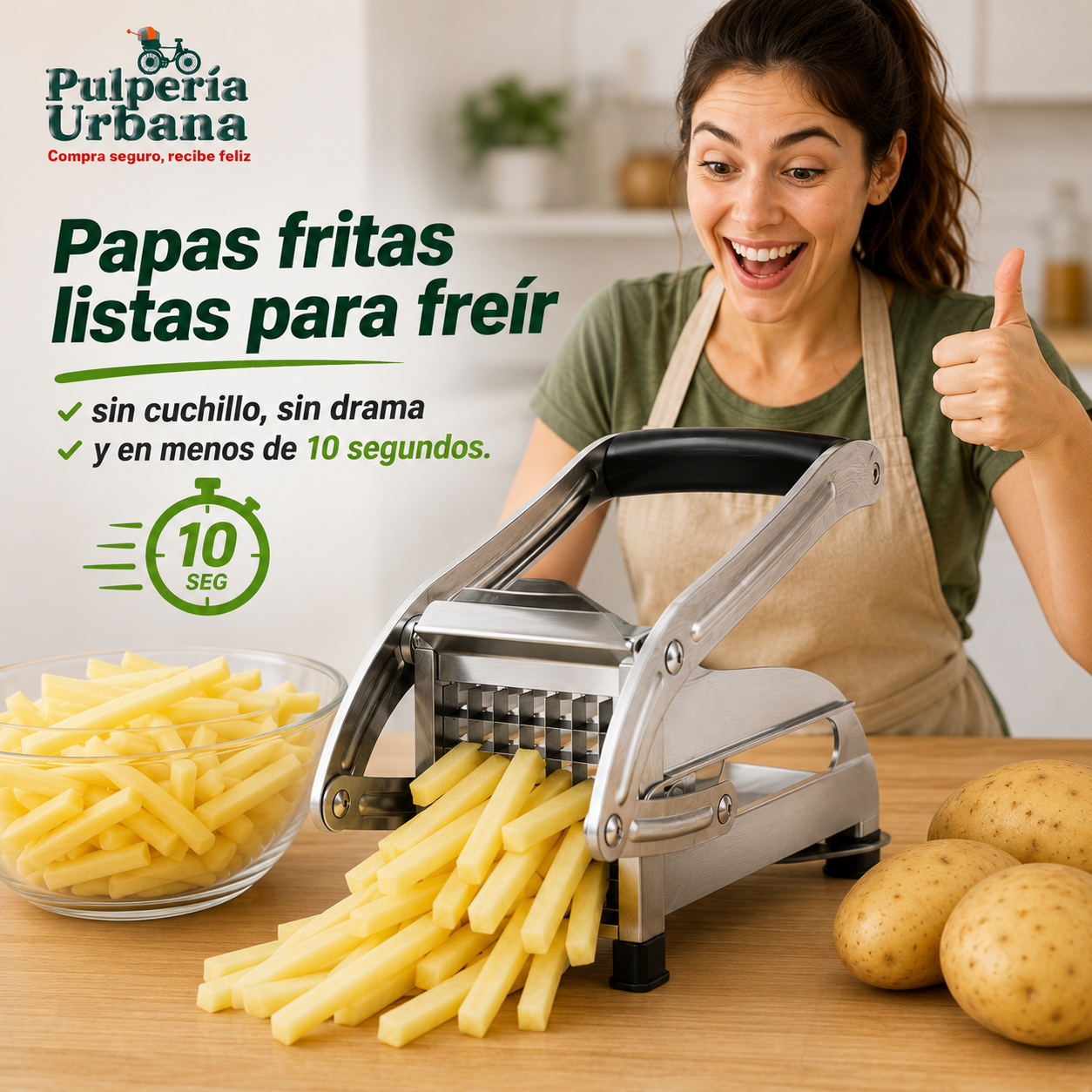 PapaMax - Cortador Papas Fritas De Acero Manual