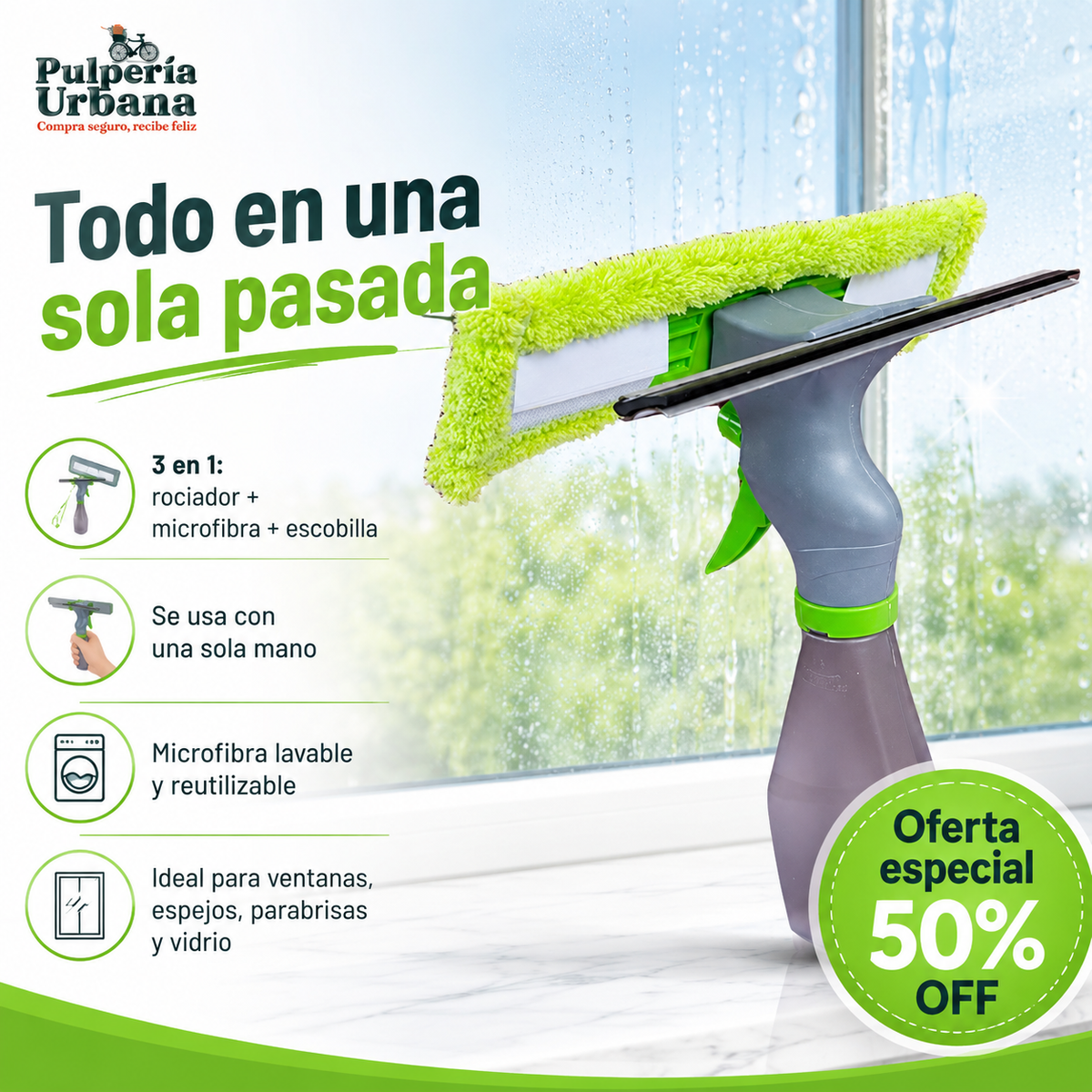 MicroClean — LIMPIADOR DE VIDRIO 3 EN 1 WINNER