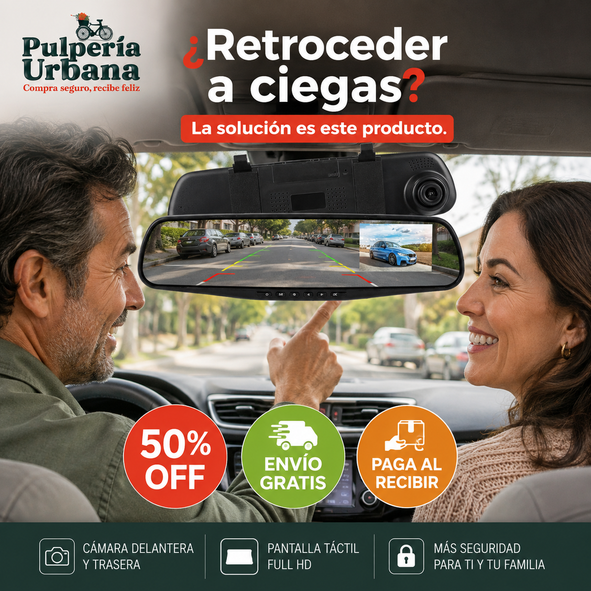 AutoGuard - Espejo Retrovisor Auto DVR + cámara retro