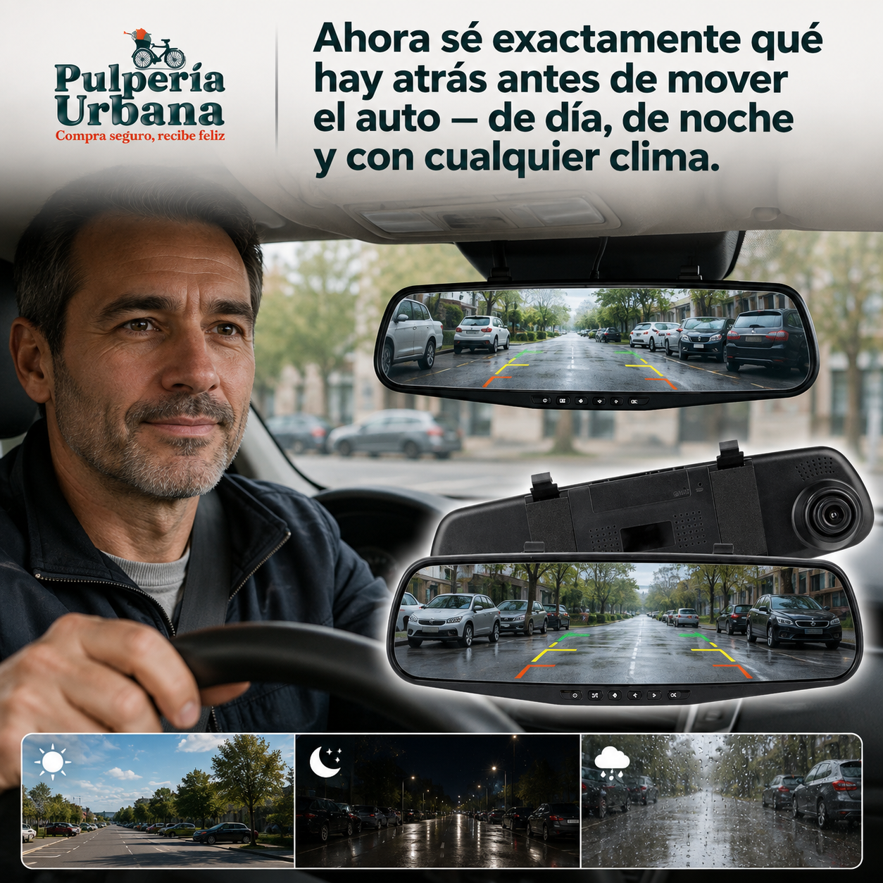 AutoGuard - Espejo Retrovisor Auto DVR + cámara retro