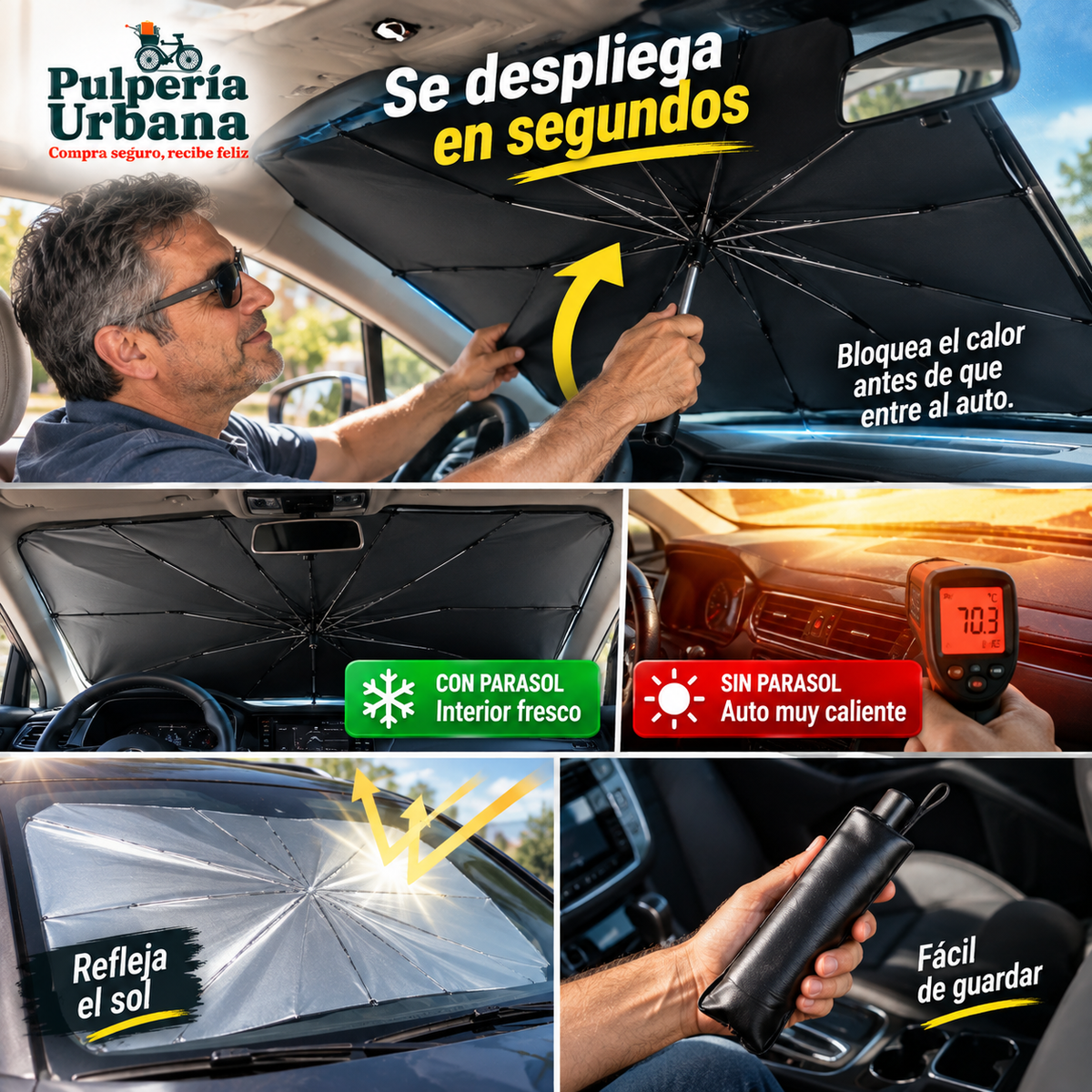 SolBloq™ - Bloquea el sol antes que caliente tu auto